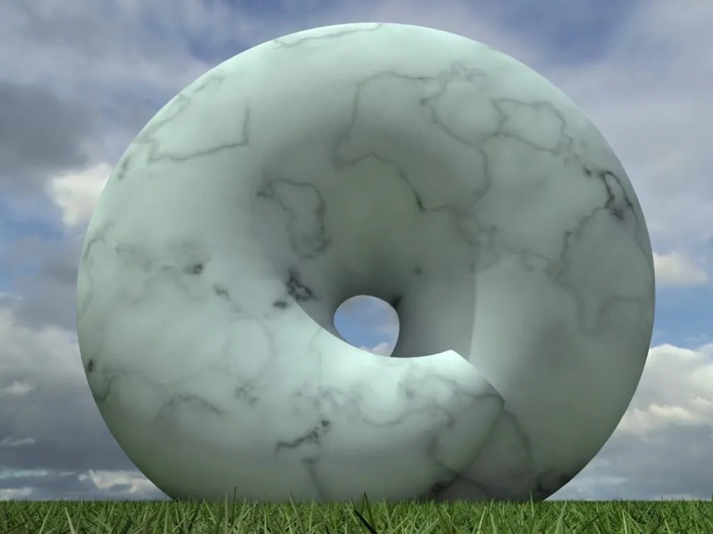 Escultura abstracta de mármol blanco, creada por el artista escultor arquitecto Javier Colomino