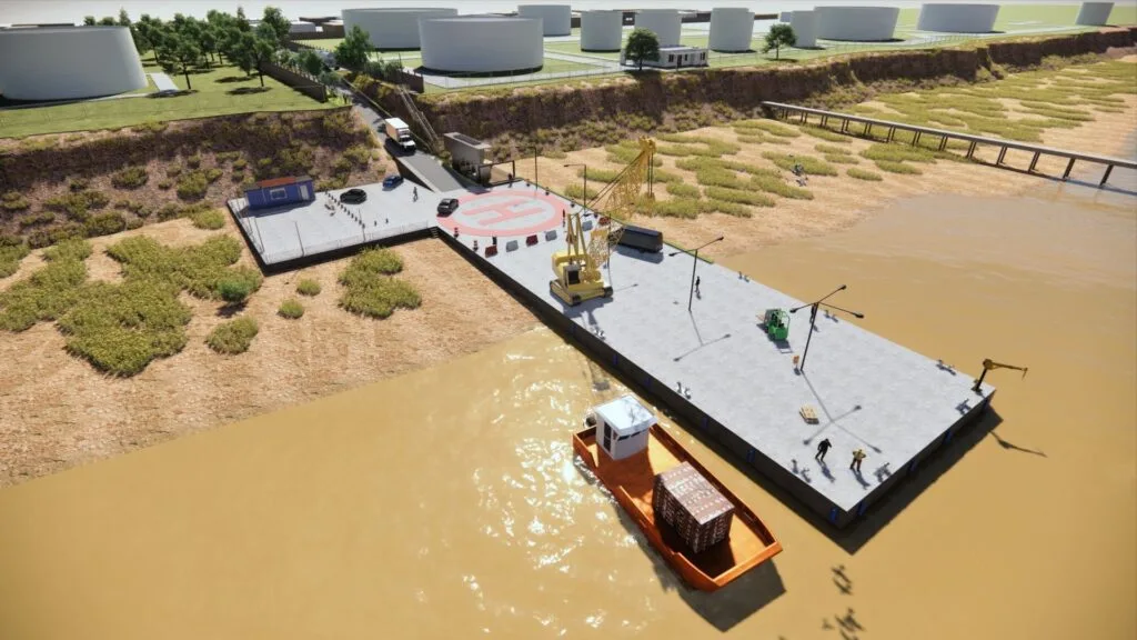 Puerto de Abastecimiento de Buques de Carga Internacionales: anteproyecto y masterplan diseñado por Javier Colomino para "La Barquita" en San Lorenzo, Santa Fe, Argentina