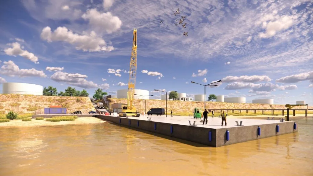 International Cargo Ship Supply Port: preliminary project and masterplan designed by Javier Colomino for "La Barquita" in San Lorenzo, Santa Fe, Argentina